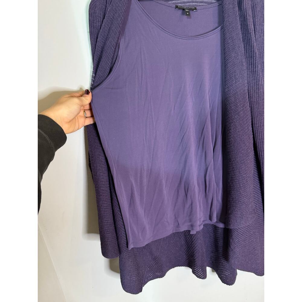 Eileen Fisher wool open-front cardigan and silk layering cami in purple size 2x - Picture 4 of 9